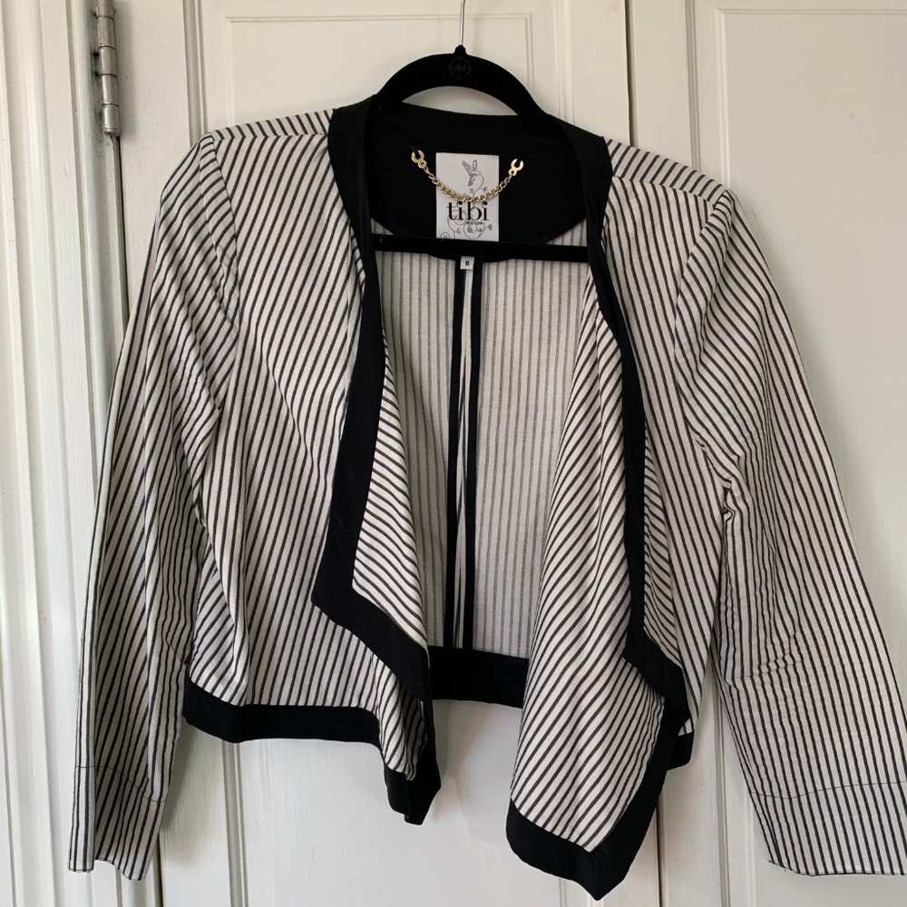 Tibi Open-Front Striped Blazer - image 2